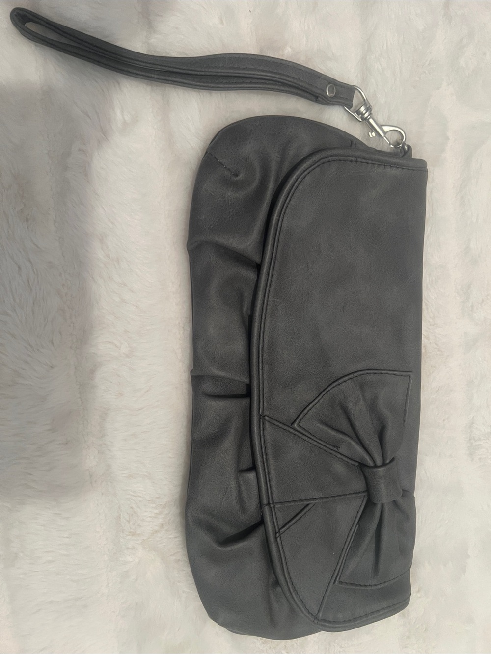 Black Wristlet Clutch Bag with Bow Accent